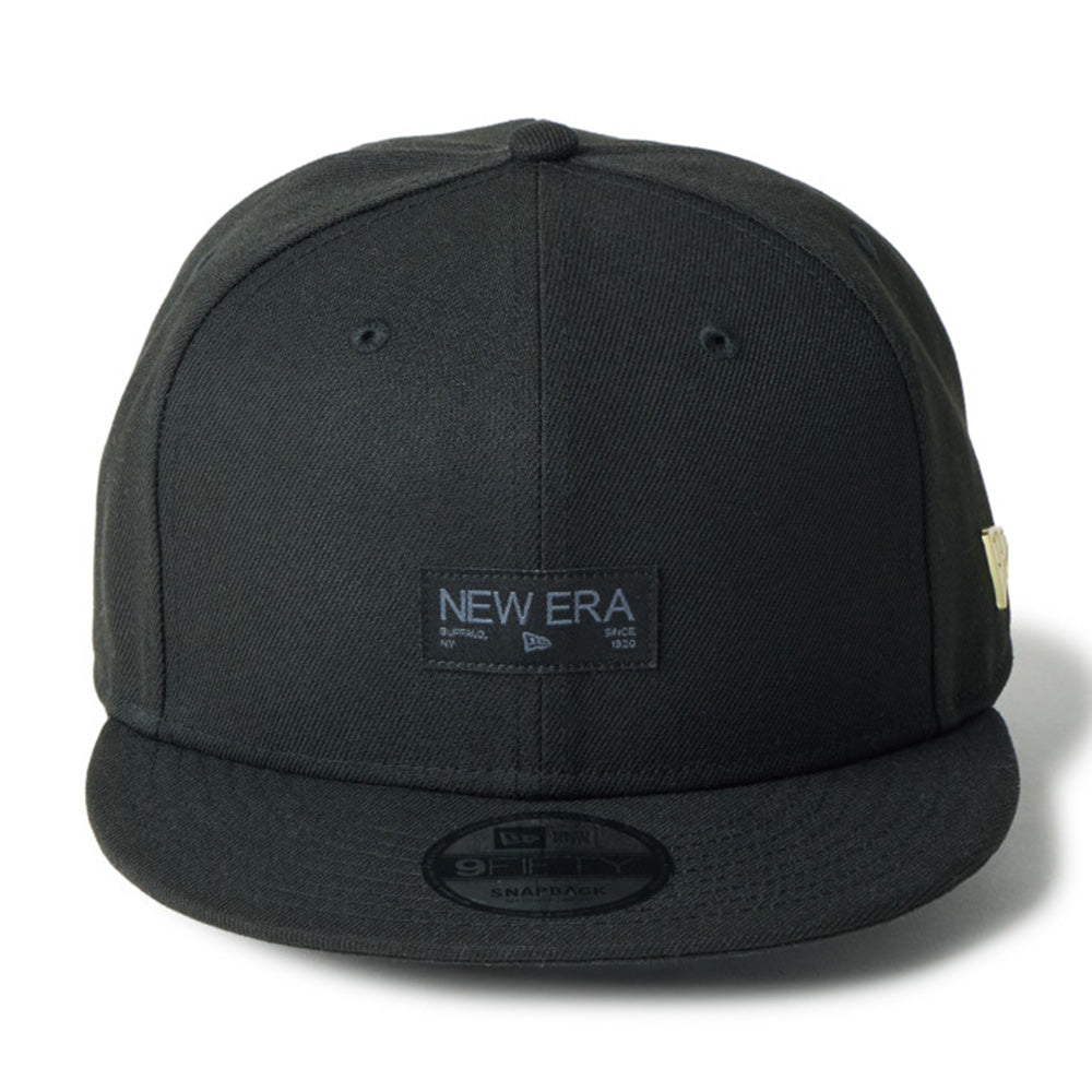 New Era Black Wordmark Metal Flag Black 9FIFTY Snapback Cap