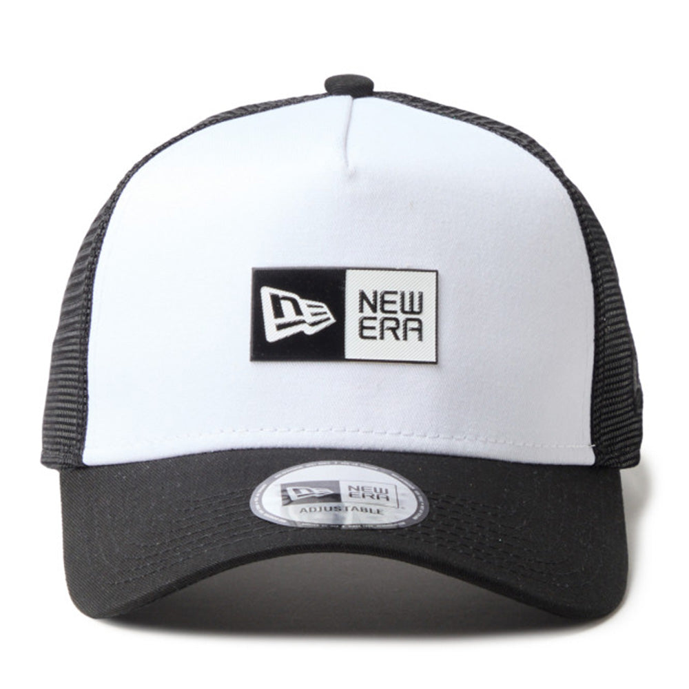 New Era TPU Box Logo White Black 9FORTY A-Frame Trucker Cap