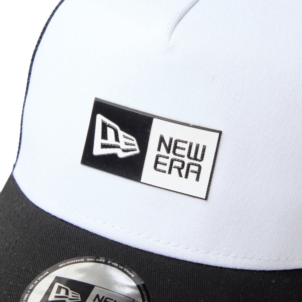 New Era TPU Box Logo White Black 9FORTY A-Frame Trucker Cap