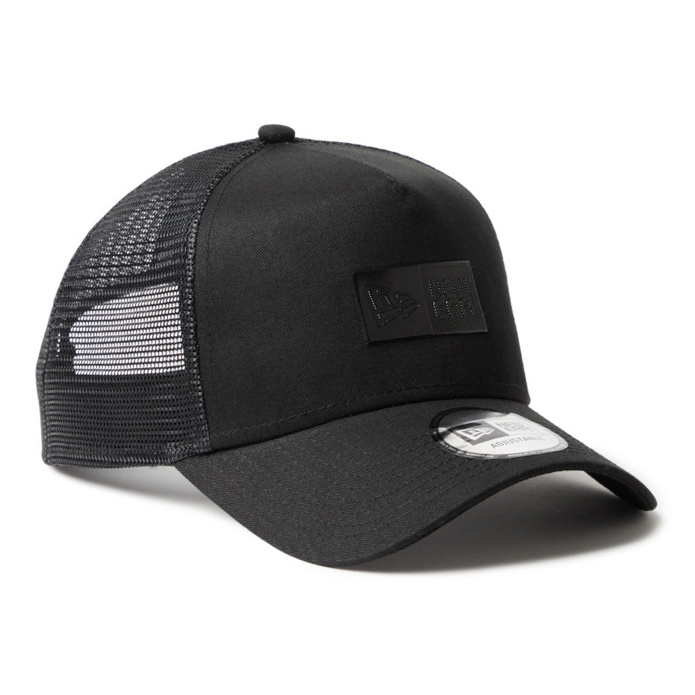 New Era TPU Box Logo Tonal Black 9FORTY A-Frame Trucker Cap