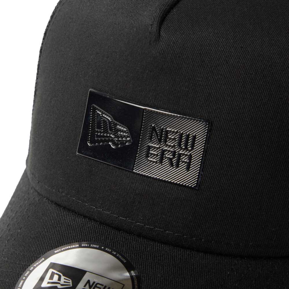 New Era TPU Box Logo Tonal Black 9FORTY A-Frame Trucker Cap