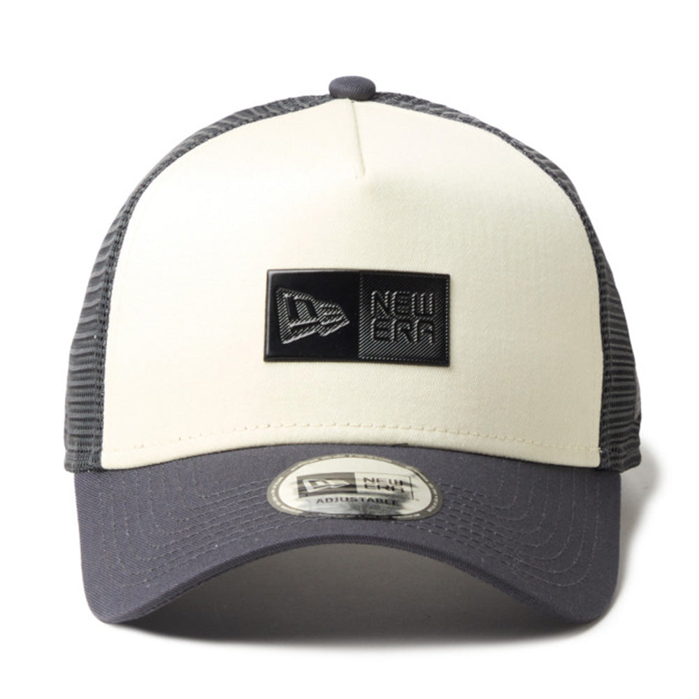 New Era TPU Box Logo Cream Grey 9FORTY A-Frame Trucker Cap