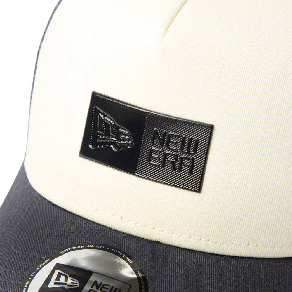 New Era TPU Box Logo Cream Grey 9FORTY A-Frame Trucker Cap