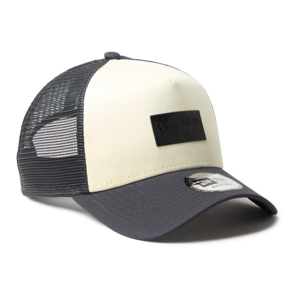 New Era TPU Box Logo Cream Grey 9FORTY A-Frame Trucker Cap