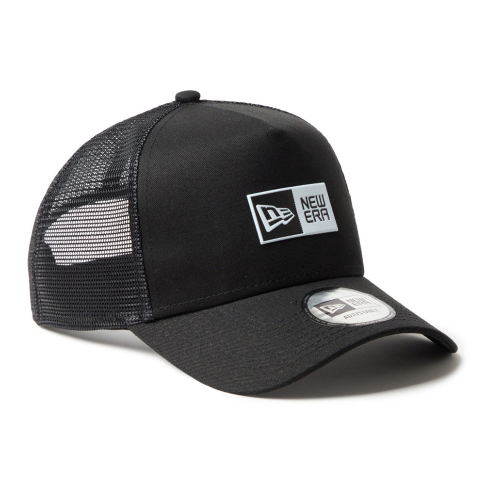 New Era TPU Box Logo Black 9FORTY A-Frame Trucker Cap