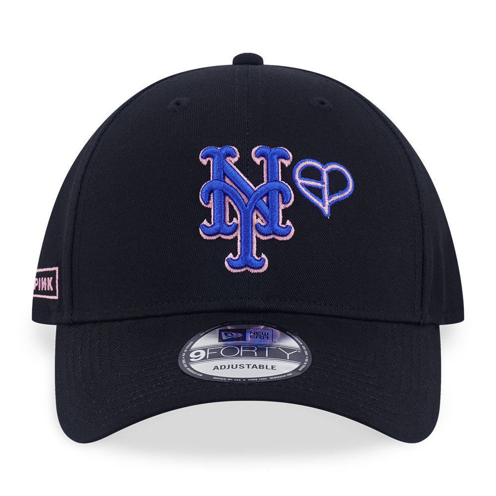 New Era x BLACKPINK New York Mets Black 9FORTY Adjustable Cap