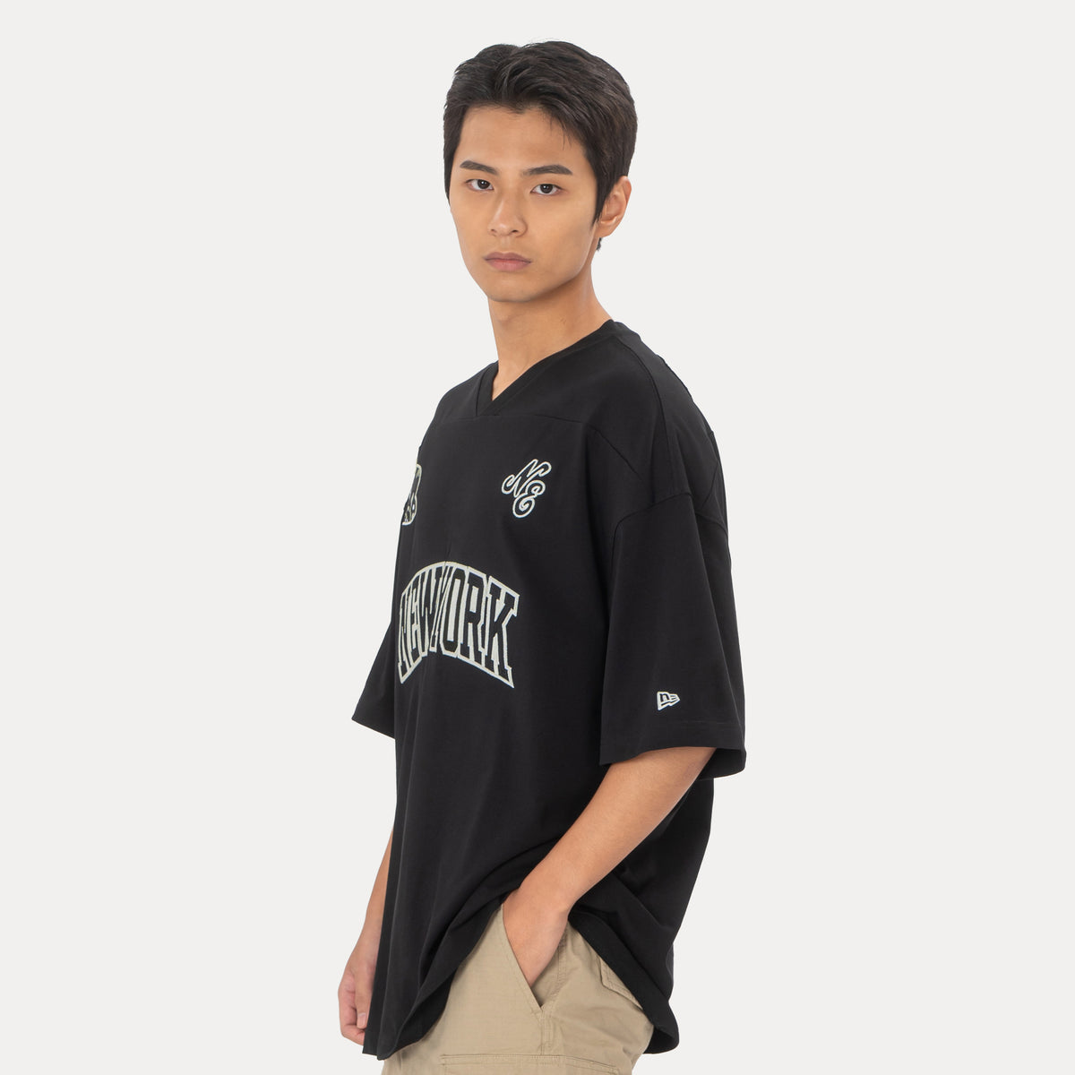 New Era Wordmark NE Fan Fam Black Short Sleeve Jersey