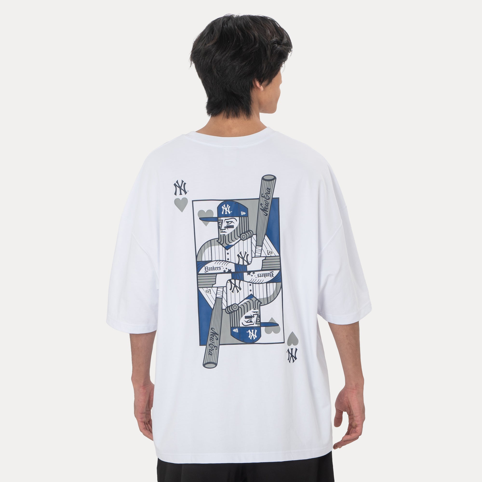New York Yankees Playing Cards White COOLERA Oversized Short Sleeve T-Shirt