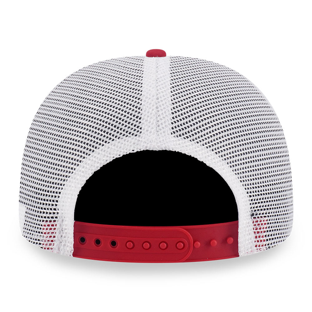 New Era Atlanta Braves FW26 Two Tone Scarlet Red 9SEVENTY Stretch Snapback Trucker Cap