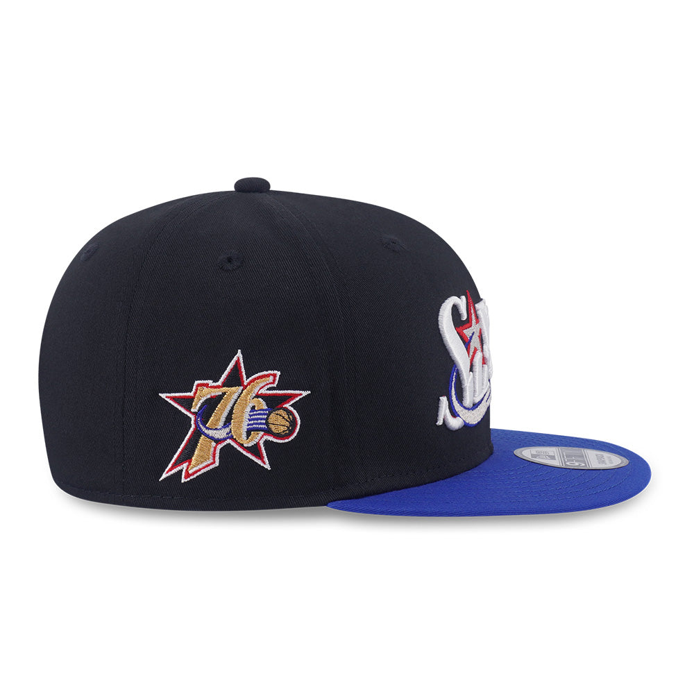 New Era Philadelphia 76ers Hardwood Classics 2026 Black Blue 9FIFTY Snapback Cap