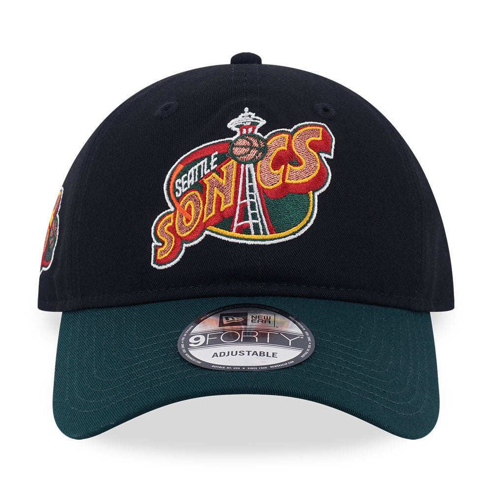 New Era Seattle Supersonics Hardwood Classics 2026 Black Dark Green 9FORTY Unstructured Adjustable Cap