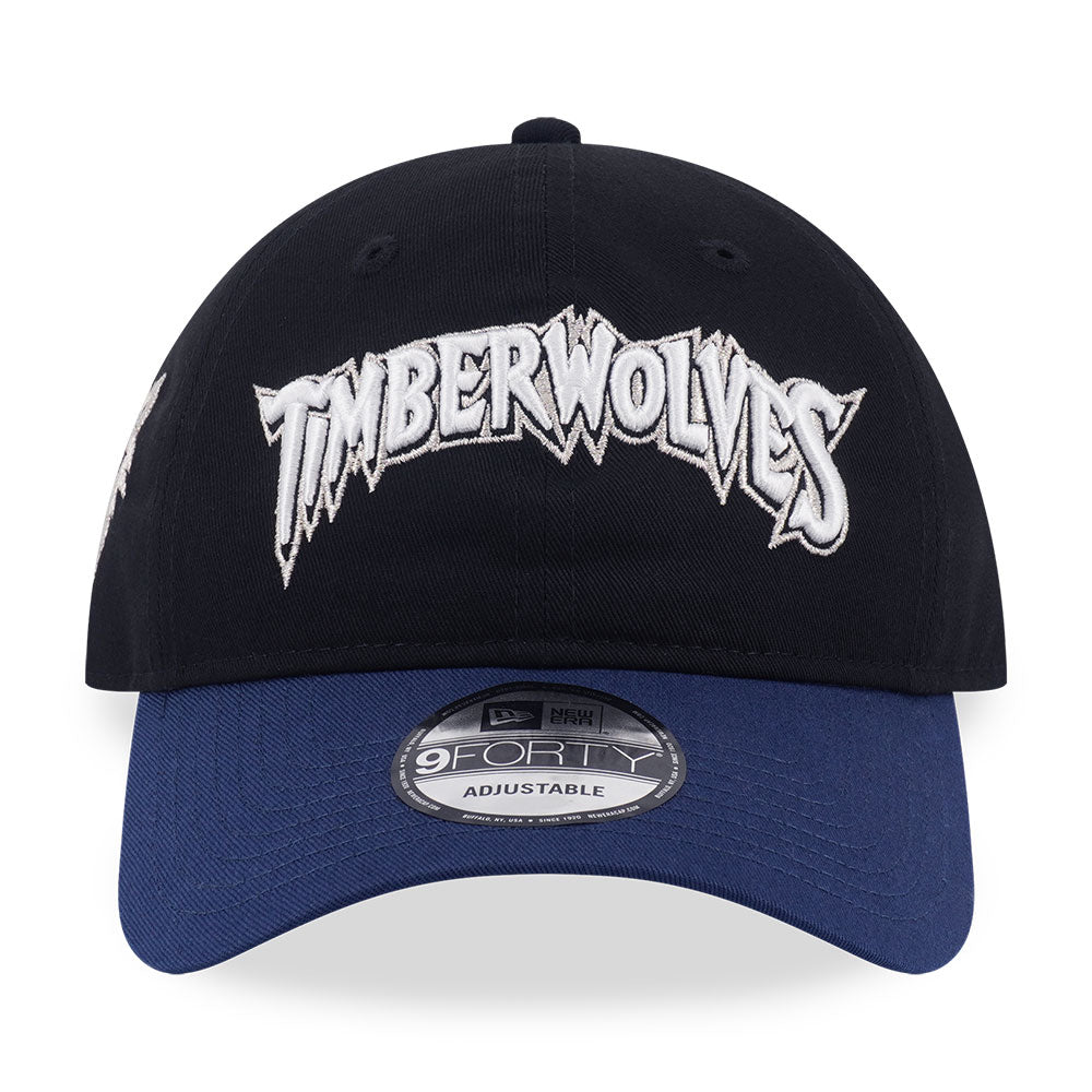 New Era Minnesota Timberwolves Hardwood Classics 2026 Black Deep Blue 9FORTY Unstructured Adjustable Cap