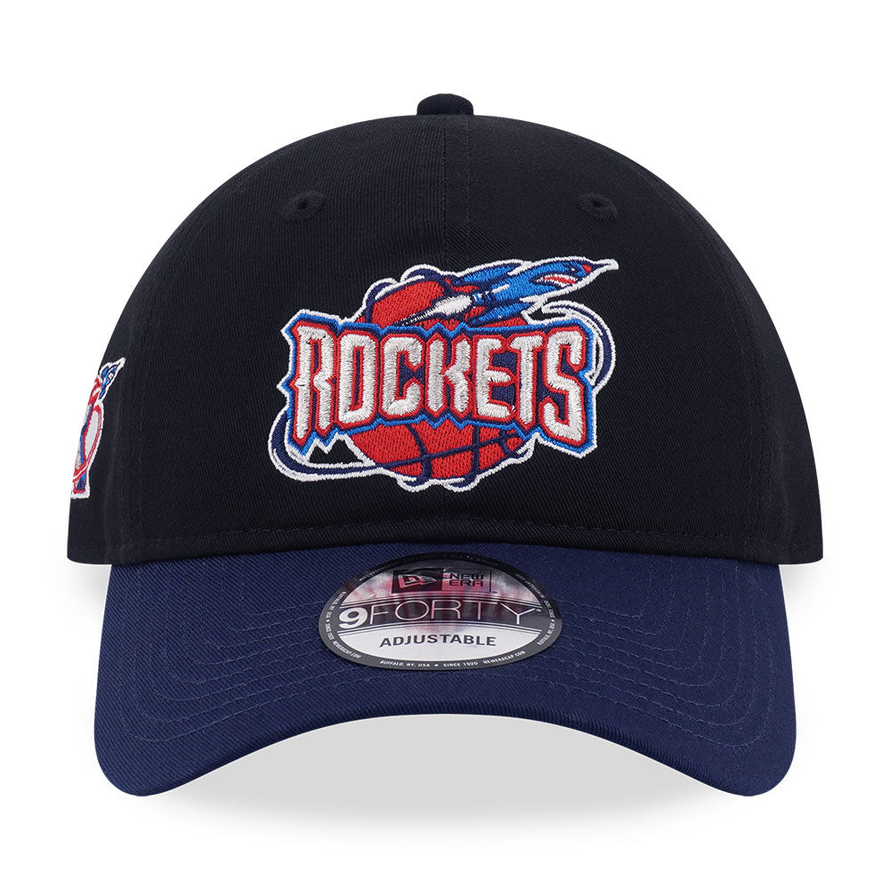 New Era Houston Rockets Hardwood Classics 2026 Black Blue 9FORTY Unstructured Adjustable Cap