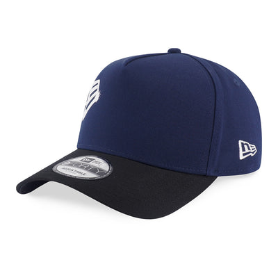New Era Flag Logo Spray Paint Oceanside Blue Black 9FORTY A-Frame Adjustable Cap