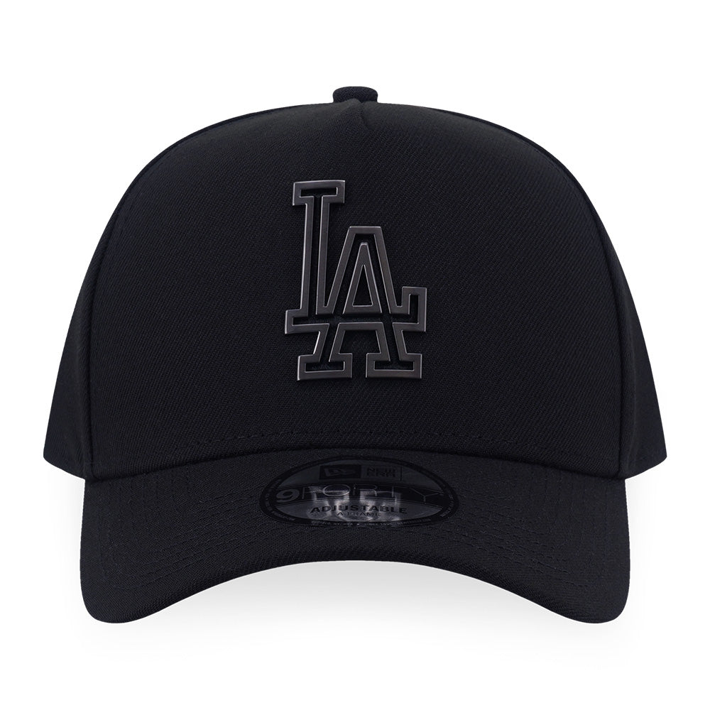 New Era Los Angeles Dodgers Nickel Metal Badge FW26 Black 9FORTY A-Frame Adjustable Cap