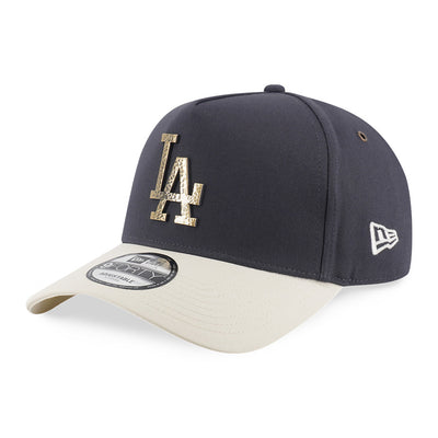 New Era Los Angeles Dodgers Hammered Metal Badge FW26 Graphite Chrome White 9FORTY Adjustable Cap