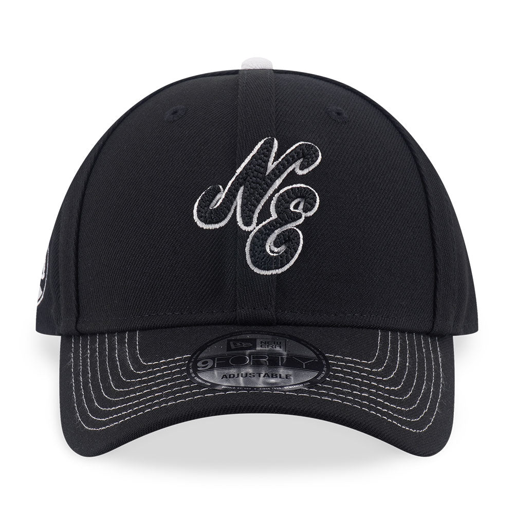 New Era Script NE Fan Fam Black 9FORTY Adjustable Cap