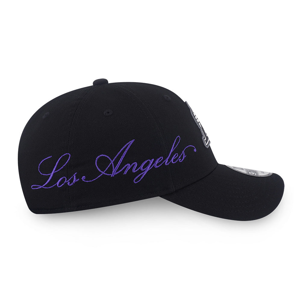 New Era Los Angeles Lakers Cross Panels Script Black 9FORTY Adjustable Cap