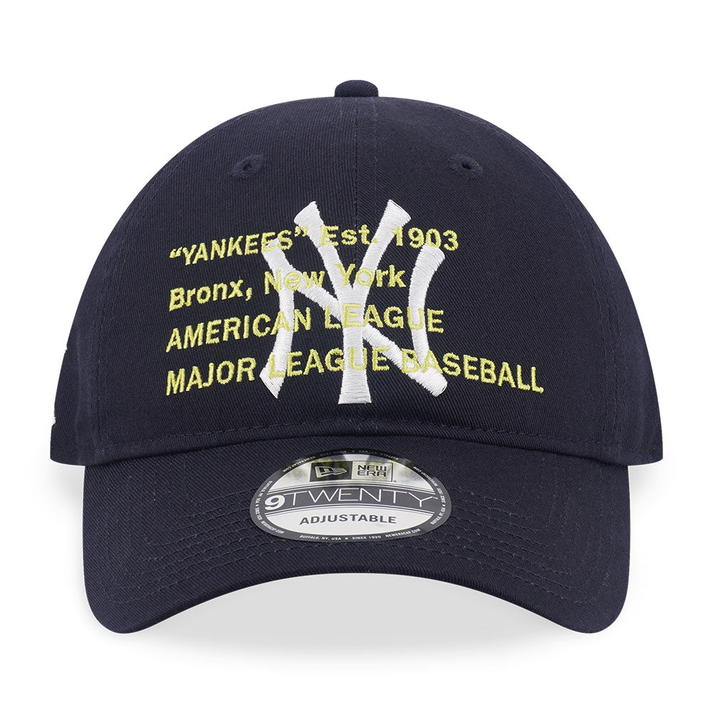 New Era New York Yankees Layered Script Navy 9TWENTY Adjustable Cap