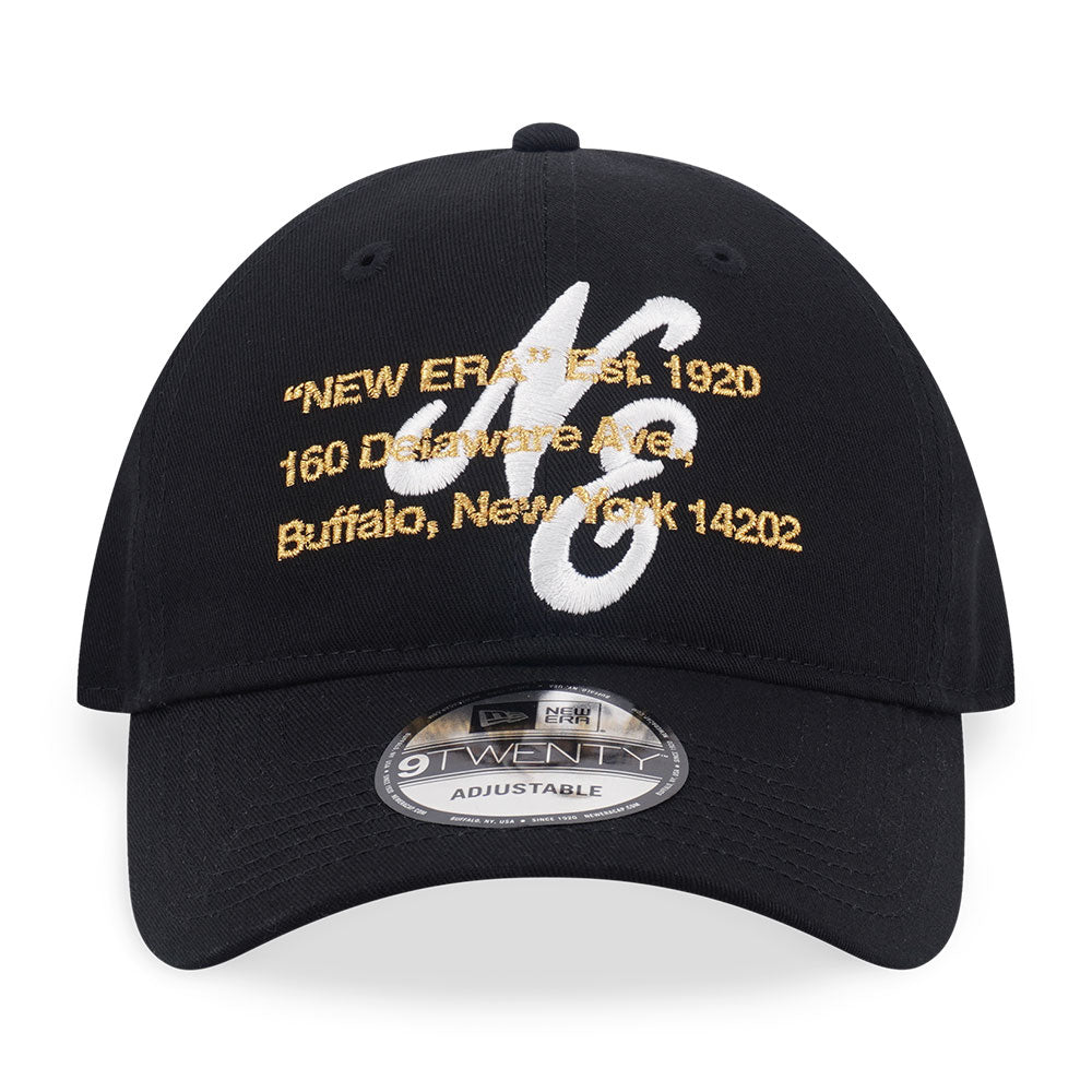 New Era NE Script Logo Layered Script Black 9TWENTY Adjustable Cap
