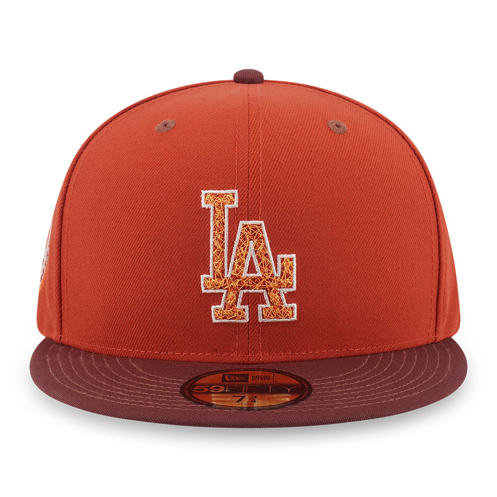 New Era Los Angeles Dodgers Cooperstown 5950 Pack Fall Park Deep Auburn Warm Flame 59FIFTY Fitted Cap