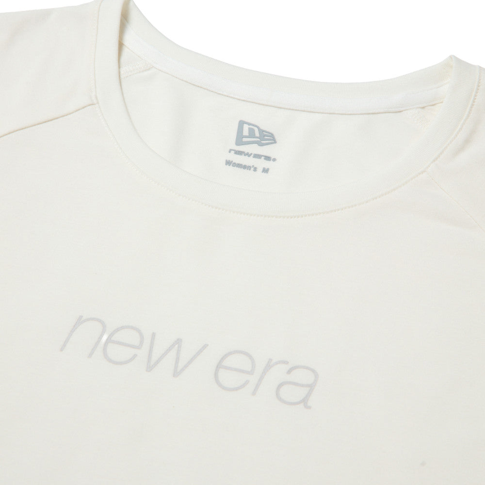 New Era Wordmark Logo Performance Ivory Womens Middle Length Short Sleeve T-Shirt