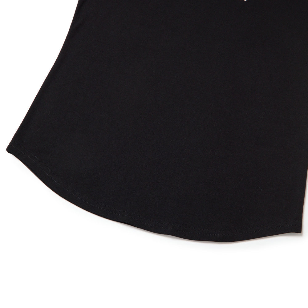 New Era Wordmark Logo Performance Black Womens Middle Length Short Sleeve T-Shirt