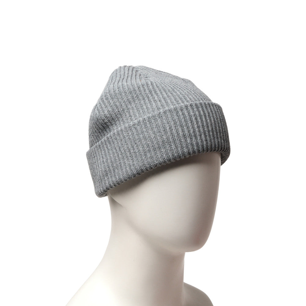 New Flag Logo Heather Grey Rib Cuff Knit Beanie