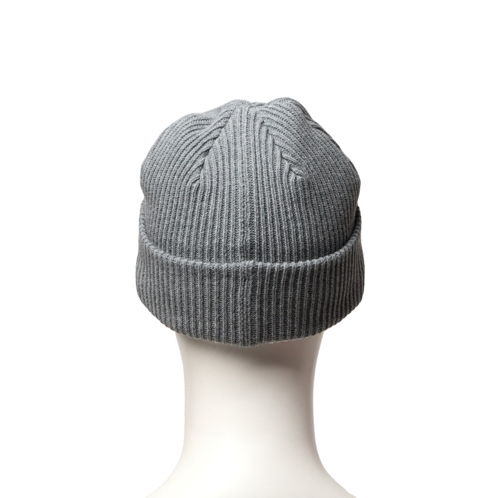 New Flag Logo Heather Grey Rib Cuff Knit Beanie