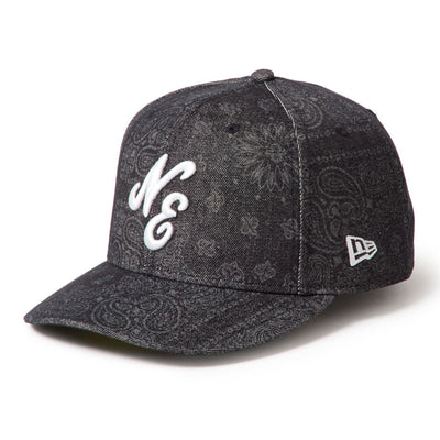 New Era NE Script Laser Burn Out Denim Black 59FIFTY Pre-Curved Fitted Cap
