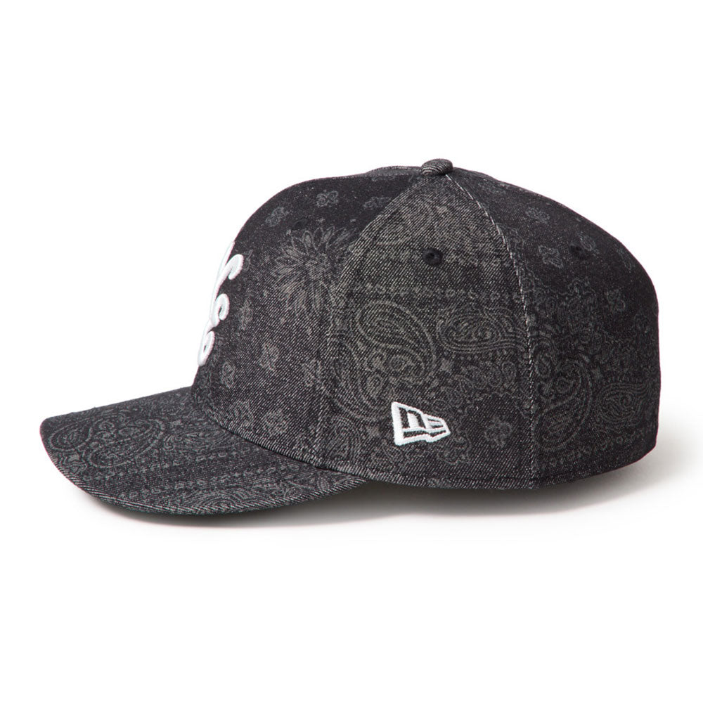 New Era NE Script Laser Burn Out Denim Black 59FIFTY Pre-Curved Fitted Cap