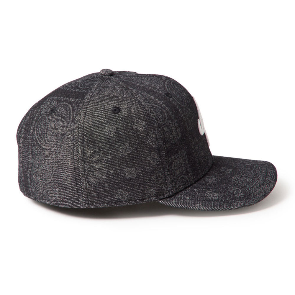 New Era NE Script Laser Burn Out Denim Black 59FIFTY Pre-Curved Fitted Cap