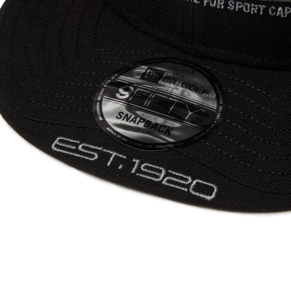 New Era Golf Layered Visor Bar Logo Black 9FIFTY Snapback Cap