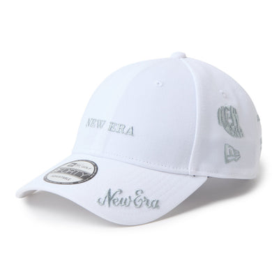New Era Wordmark Golf Archive Logo White Gray 9FORTY Velcro Strap Adjustable Cap