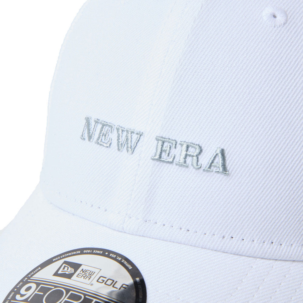New Era Wordmark Golf Archive Logo White Gray 9FORTY Velcro Strap Adjustable Cap