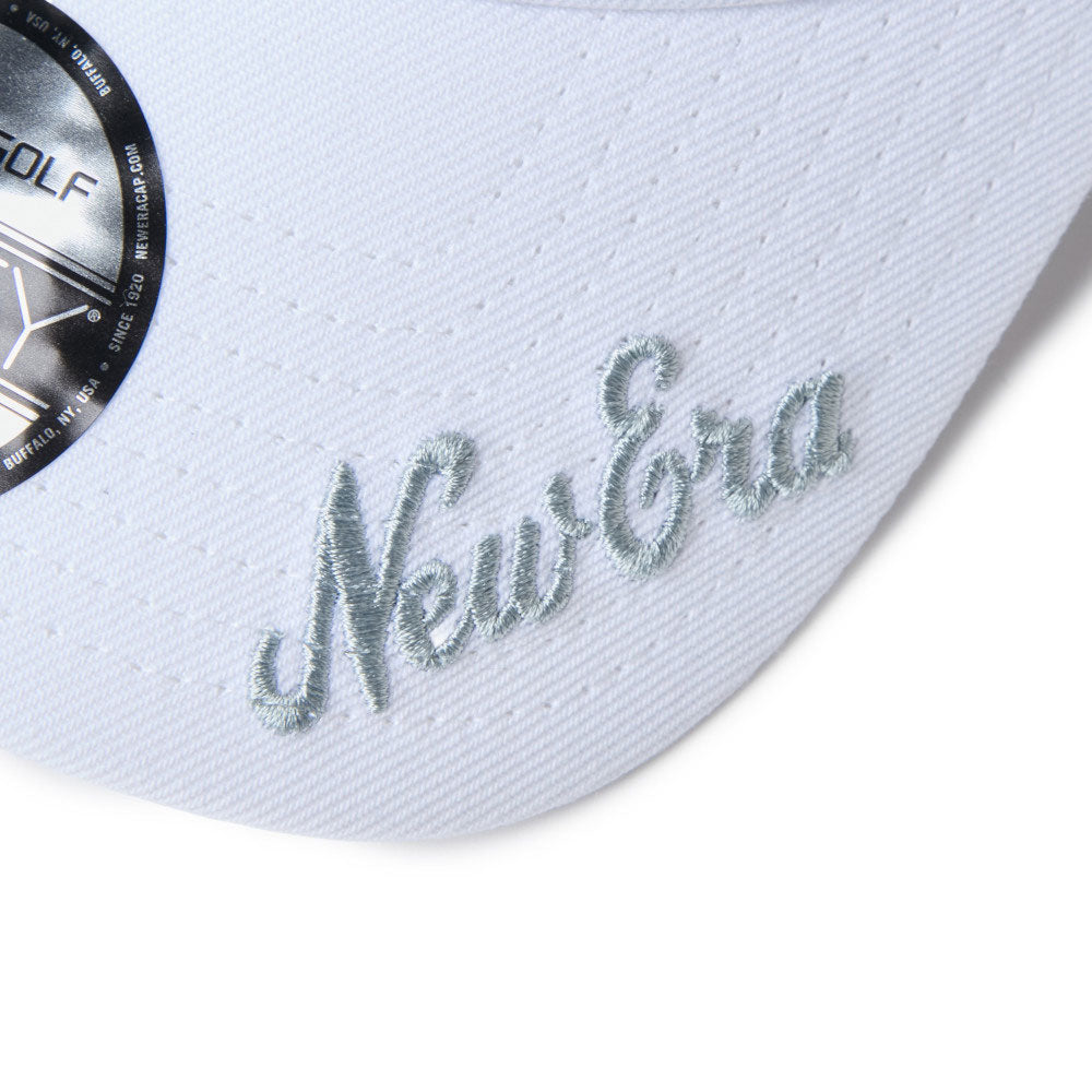 New Era Wordmark Golf Archive Logo White Gray 9FORTY Velcro Strap Adjustable Cap