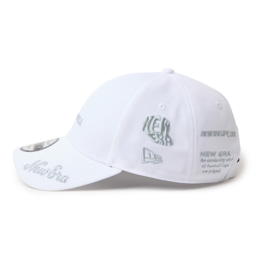 New Era Wordmark Golf Archive Logo White Gray 9FORTY Velcro Strap Adjustable Cap