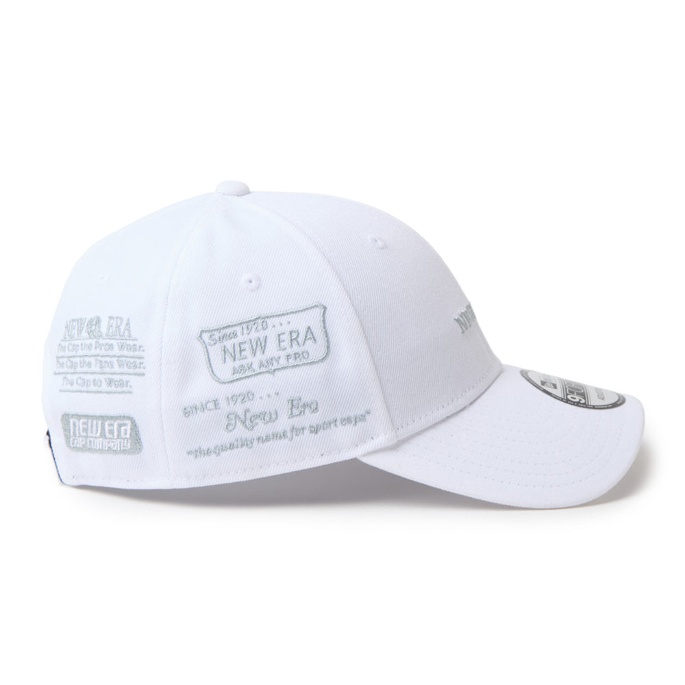 New Era Wordmark Golf Archive Logo White Gray 9FORTY Velcro Strap Adjustable Cap