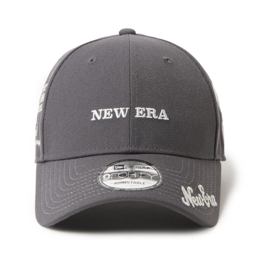 New Era Wordmark Golf Archive Logo Graphite 9FORTY Velcro Strap Adjustable Cap
