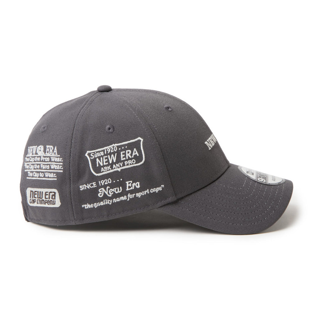 New Era Wordmark Golf Archive Logo Graphite 9FORTY Velcro Strap Adjustable Cap