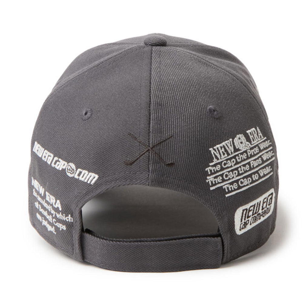 New Era Wordmark Golf Archive Logo Graphite 9FORTY Velcro Strap Adjustable Cap