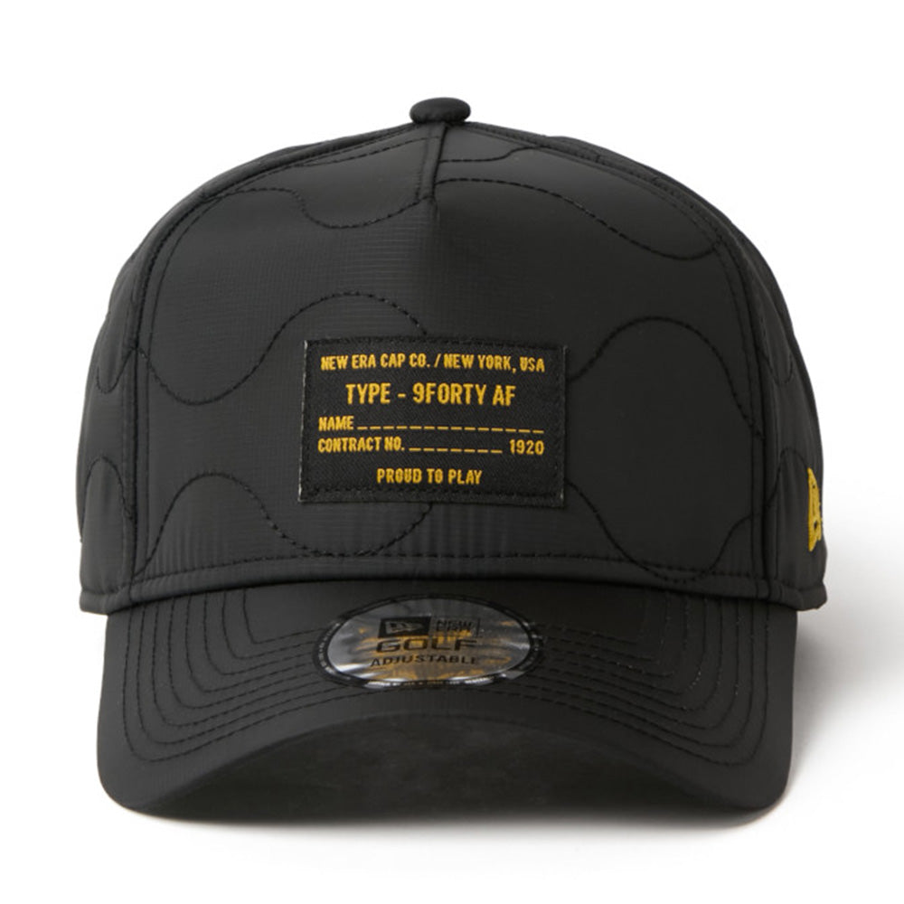 New Era Golf Quilting Woven Label Black 9FORTY A-Frame Adjustable Cap