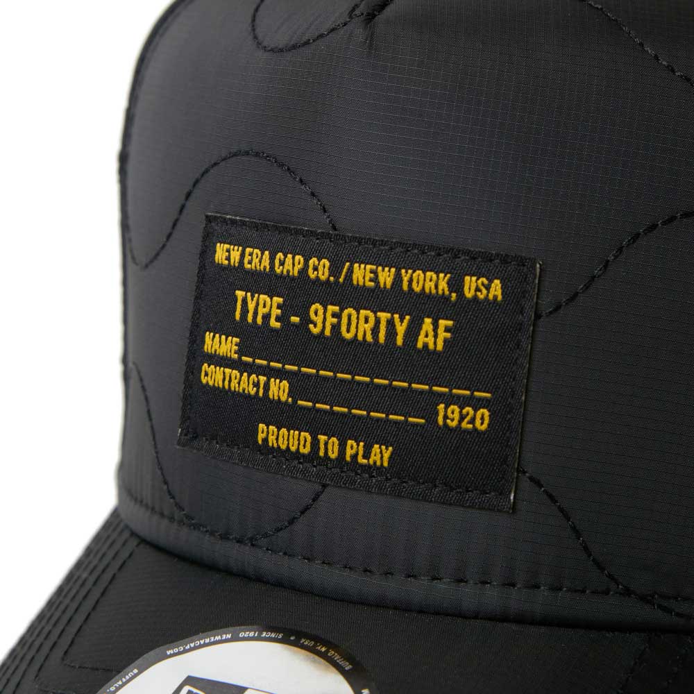 New Era Golf Quilting Woven Label Black 9FORTY A-Frame Adjustable Cap