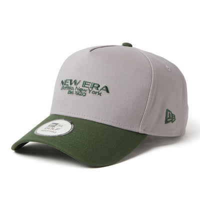 New Era Golf Wordmark Logo Duck Two Tone Grey Green 9FORTY A-Frame Adjustable Cap