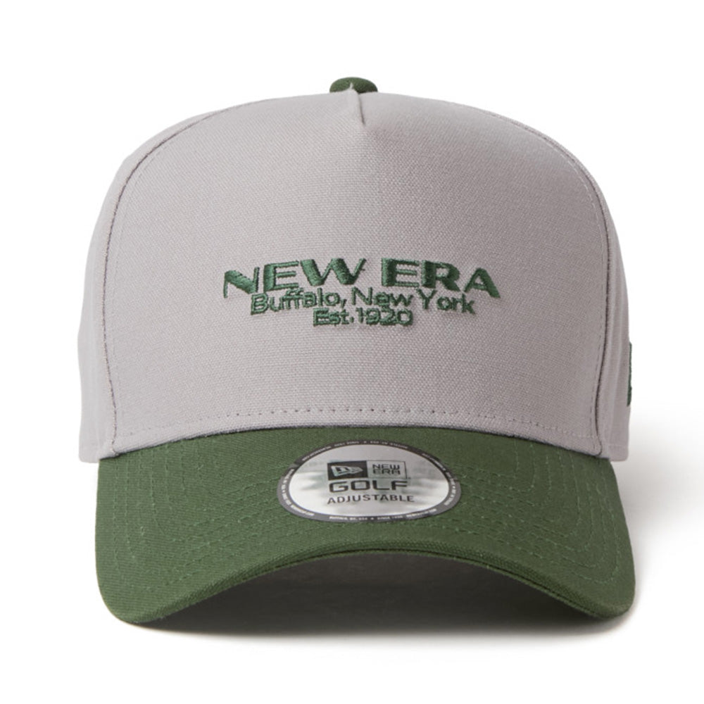 New Era Golf Wordmark Logo Duck Two Tone Grey Green 9FORTY A-Frame Adjustable Cap