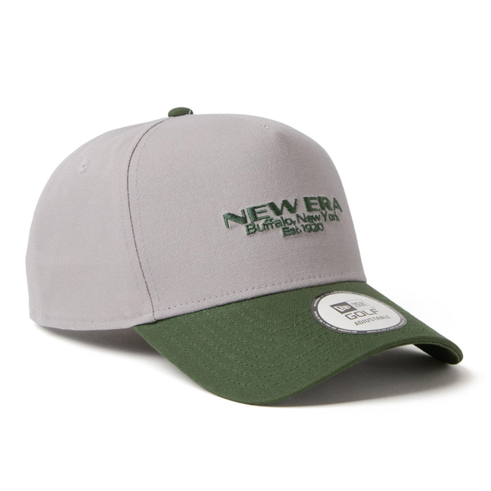 New Era Golf Wordmark Logo Duck Two Tone Grey Green 9FORTY A-Frame Adjustable Cap