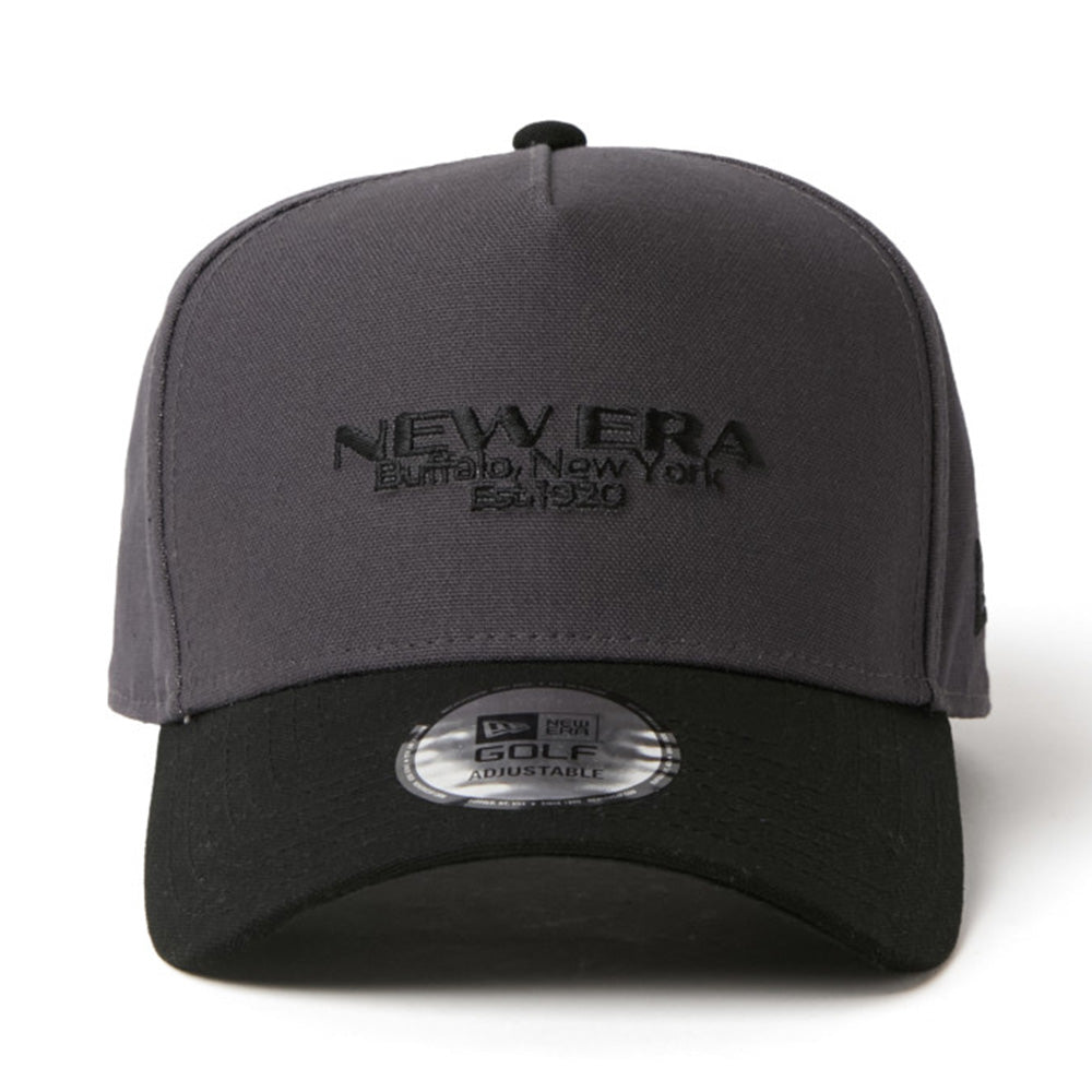 New Era Golf Wordmark Logo Duck Two Tone Grey Black 9FORTY A-Frame Adjustable Cap