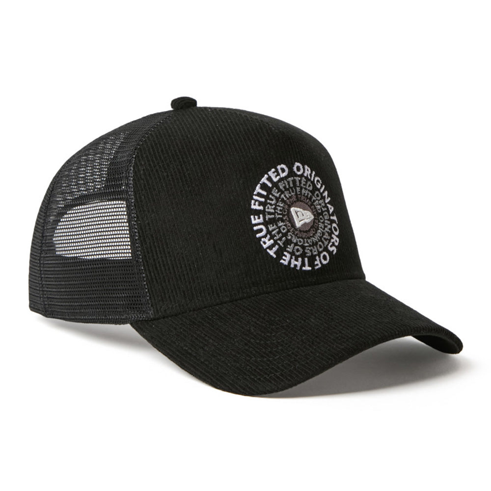 New Era OOTTF Corduroy Black Chrome White 9FORTY A-Frame Trucker Cap