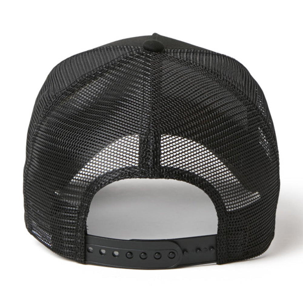 New Era NE Old English Logo Black White 9FORTY A-Frame Trucker Snapback Cap