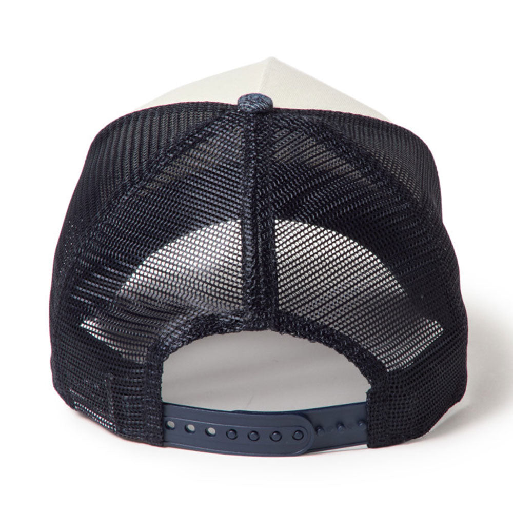 New Era New York Yankees Laser Burn Out Denim White Navy 9FORTY A-Frame Trucker Snapback Cap